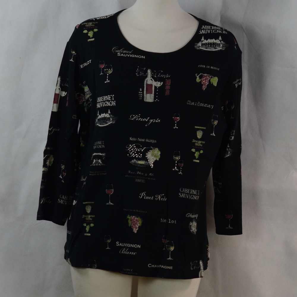 Jess & Jane Black 3/4 sleeve  Sz L/XL